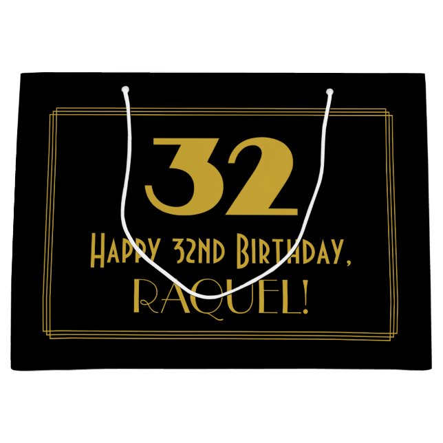 Bolsa De Regalo Grande 32º cumpleaños — Aspecto inspirado en el Art Deco  (Anverso)