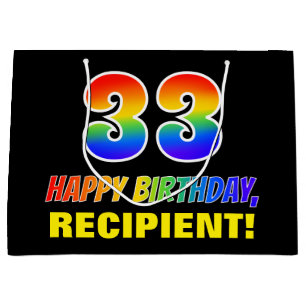Bolsa De Regalo Grande 33 Aniversario: Negrita, Diversión, Simple, Arcoir