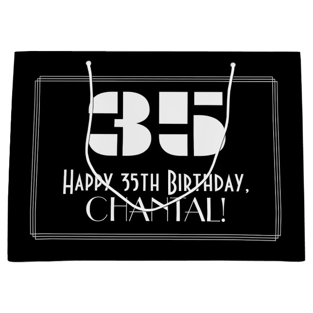 Bolsa De Regalo Grande 35º cumpleaños ~ Art Deco Inspirado Aspecto "35" + (Anverso)
