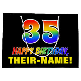 Bolsa De Regalo Grande 35º cumpleaños: audaz, divertido, simple, arcoiris