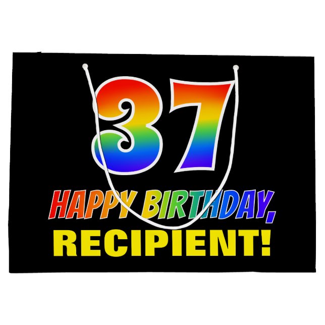 Bolsa De Regalo Grande 37º cumpleaños: audaz, divertido, simple, arcoiris (Reverso)