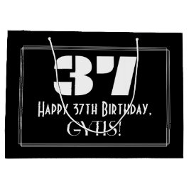 Bolsa De Regalo Grande 37 cumpleaños ~ Art Deco Inspirado Aspecto "37" + 