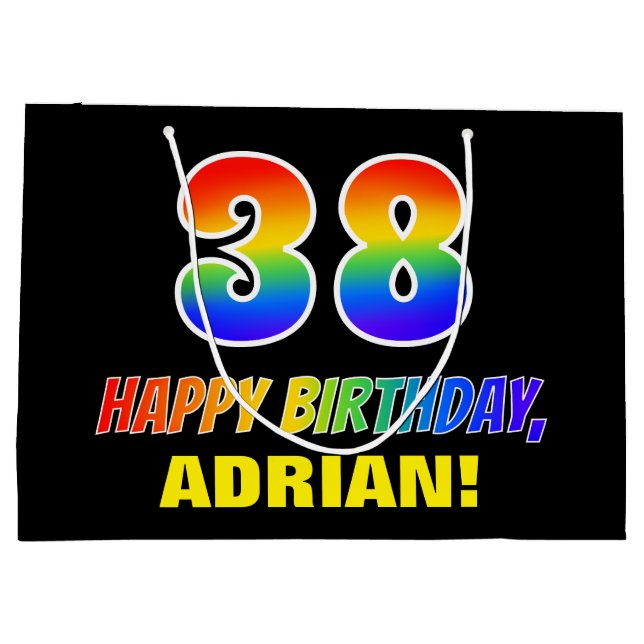 Bolsa De Regalo Grande 38º cumpleaños: audaz, divertido, simple, arcoiris (Reverso)