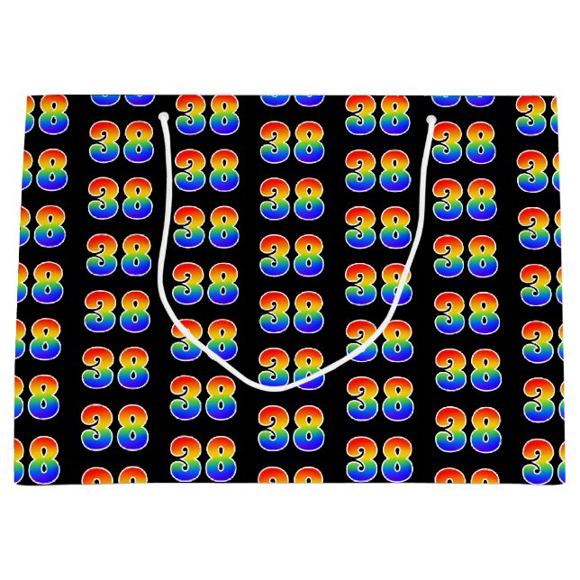 Bolsa De Regalo Grande 38 Aniversario del Arcoiris divertido número 38 Pa (Anverso)