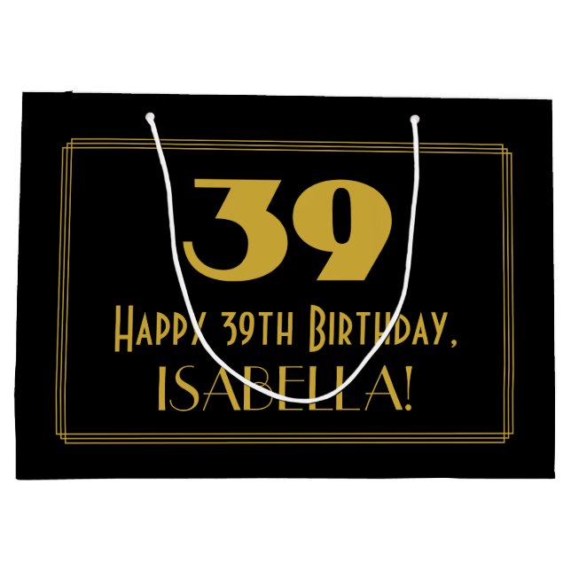 Bolsa De Regalo Grande 39º cumpleaños — Aspecto inspirado en el Art Deco  (Reverso)
