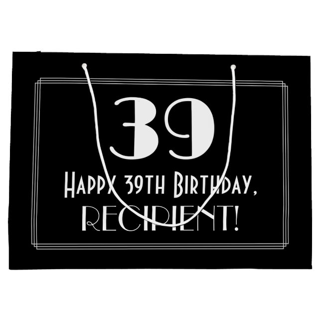 Bolsa De Regalo Grande 39º cumpleaños: nombre del estilo inspirado en el  (Reverso)