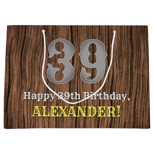 Bolsa De Regalo Grande 39.º cumpleaños: Country Western Inspired Look, No (Anverso)