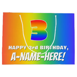 Bolsa De Regalo Grande 3.ᵉʳ cumpleaños: Colorido, divertido patrón arcoir