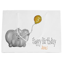 Bolsa De Regalo Grande 3.ᵉʳ elefante con globo amarillo