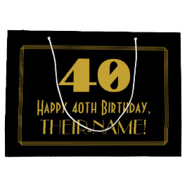 Bolsa De Regalo Grande 40.º Cumpleaños — Aspecto inspirado en el Art Deco
