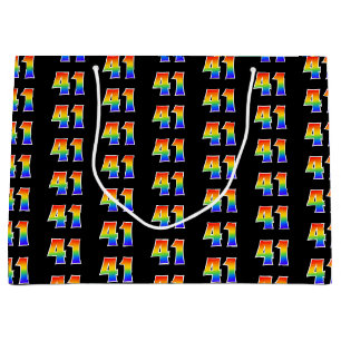 Bolsa De Regalo Grande 41 Aniversario del Arcoiris divertido número 41 Pa