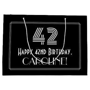 Bolsa De Regalo Grande 42º cumpleaños — Aspecto inspirado en el Art Deco