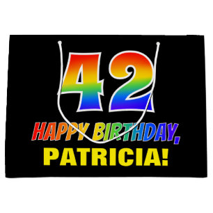 Bolsa De Regalo Grande 42º cumpleaños: audaz, divertido, simple, arcoiris