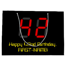 42º cumpleaños: Red Digital Clock Style "42" + Nom