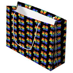Bolsa De Regalo Grande 43º cumpleaños: Patrón de evento de arcoiris 43
