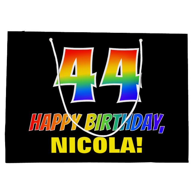 Bolsa De Regalo Grande 44º cumpleaños: audaz, divertido, simple, arcoiris (Reverso)