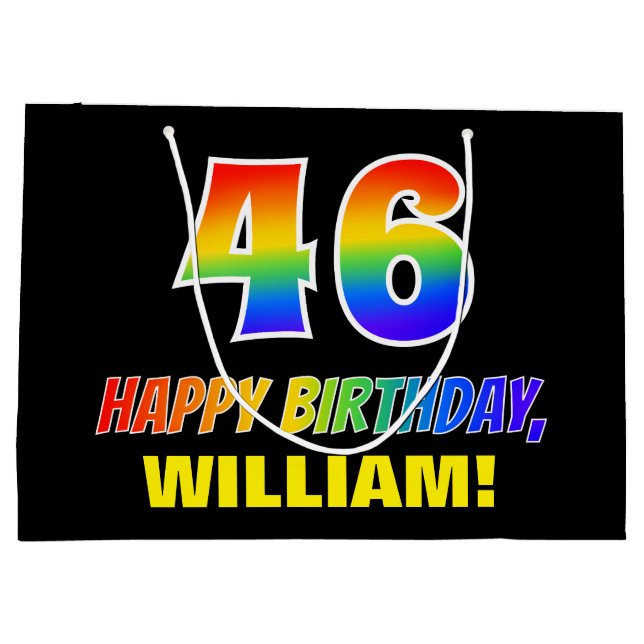 Bolsa De Regalo Grande 46º cumpleaños: audaz, divertido, simple, arcoiris (Reverso)