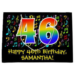 Bolsa De Regalo Grande 46 cumpleaños - Símbolos de música coloridos, Arco