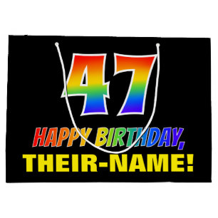 Bolsa De Regalo Grande 47º cumpleaños: audaz, divertido, simple, arcoiris