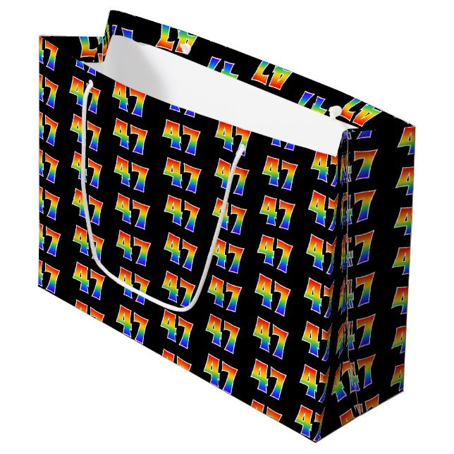 Bolsa De Regalo Grande 47 Aniversario del Arcoiris divertido número 47 Pa (Angulo Anverso)