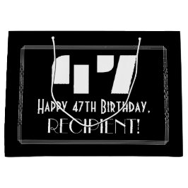 Bolsa De Regalo Grande 47 cumpleaños ~ Art Deco Inspirado Aspecto "47" + 