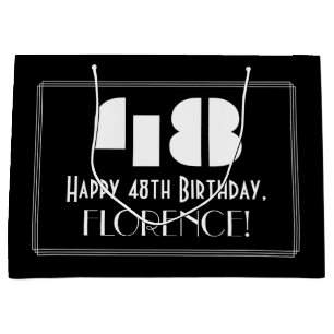 Bolsa De Regalo Grande 48 Aniversario ~ Art Deco Inspirado Aspecto "48" +