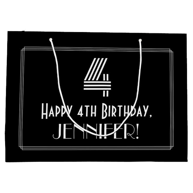 Bolsa De Regalo Grande 4.º cumpleaños — Aspecto inspirado en el Art Deco  (Reverso)