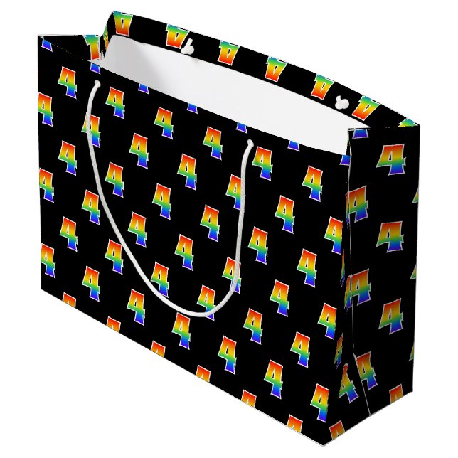Bolsa De Regalo Grande 4.º cumpleaños: Patrón del evento Arcoiris diverti (Angulo reverso)