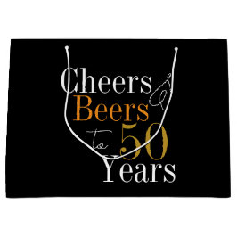 Bolsa De Regalo Grande 50.ª Cerveza de cumpleaños y Fiesta de oro negro
