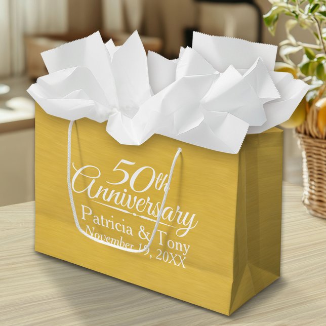 Bolsa De Regalo Grande 50.º aniversario Boda de oro personalizado (Custom Gift Bag)