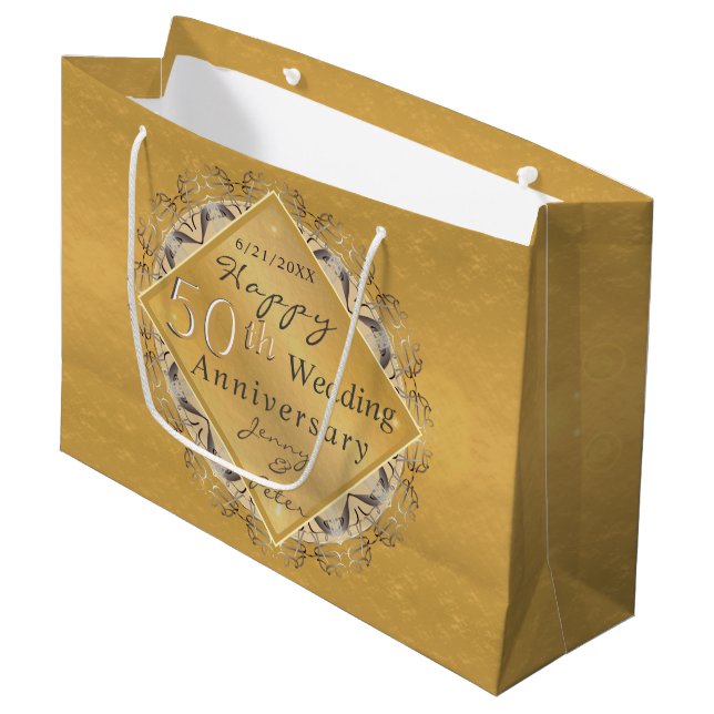 Bolsa De Regalo Grande 50.º aniversario Boda Ochre de oro (Angulo Anverso)