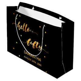 Bolsa De Regalo Grande 50 años oro negro hola 50 tipografía