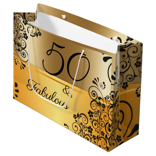 Bolsa De Regalo Grande 50 y Fabuloso Elegante (Angulo Anverso)