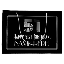 Bolsa De Regalo Grande 51° cumpleaños — Aspecto inspirado en el Art Deco 