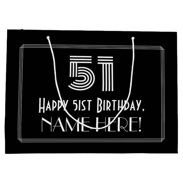 Bolsa De Regalo Grande 51° cumpleaños — Aspecto inspirado en el Art Deco 