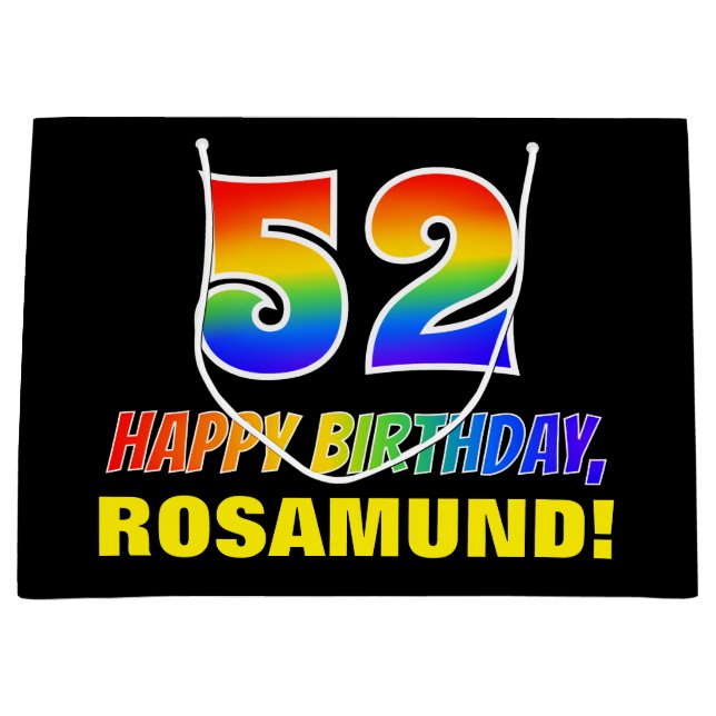 Bolsa De Regalo Grande 52º cumpleaños: audaz, divertido, simple, arcoiris (Anverso)