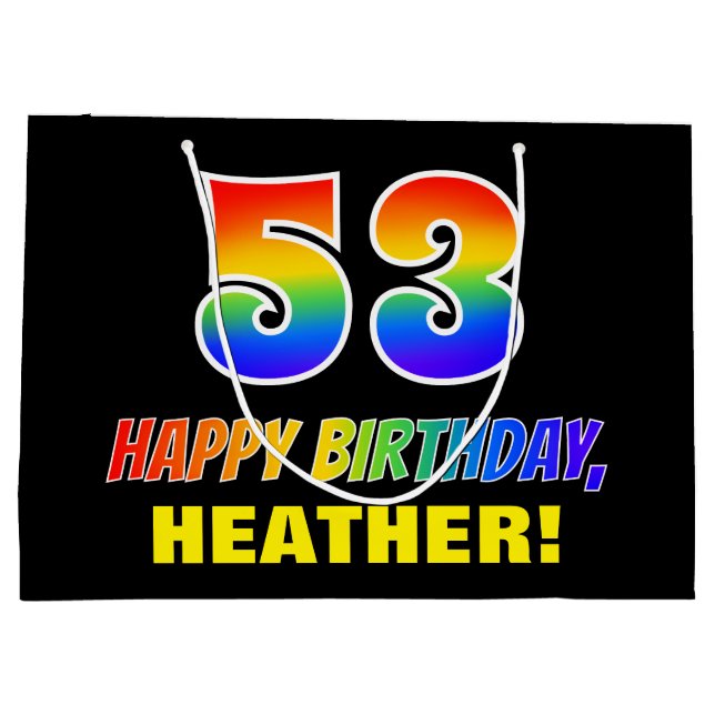 Bolsa De Regalo Grande 53.º cumpleaños: audaz, divertido, simple, arcoiri (Reverso)