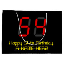 54º cumpleaños: Red Digital Clock Style "54" + Nom