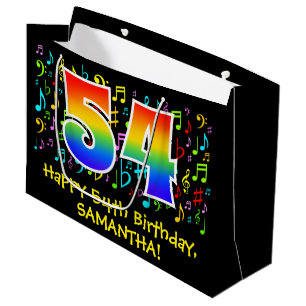 Bolsa De Regalo Grande 54º cumpleaños - Símbolos de música colorida, arco