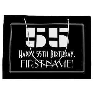 Bolsa De Regalo Grande 55º cumpleaños ~ Art Deco Inspirado look "55" +