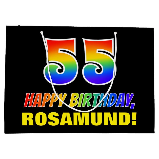 Bolsa De Regalo Grande 55º cumpleaños: audaz, divertido, simple, arcoiris (Reverso)