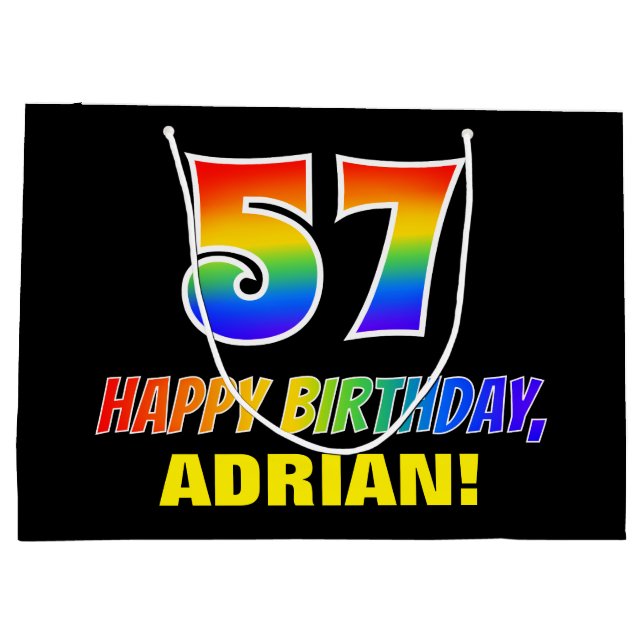 Bolsa De Regalo Grande 57º cumpleaños: audaz, divertido, simple, arcoiris (Reverso)