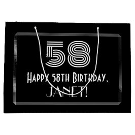 Bolsa De Regalo Grande 58º cumpleaños — Aspecto inspirado en el Art Deco 