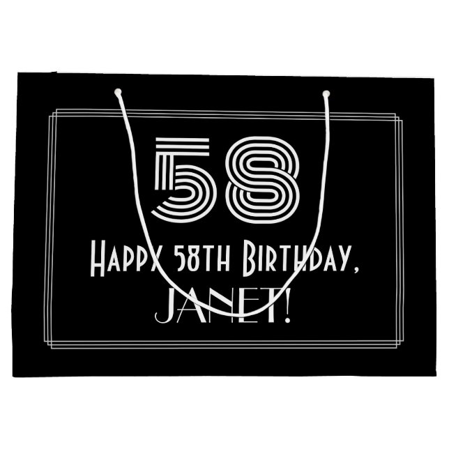 Bolsa De Regalo Grande 58º cumpleaños — Aspecto inspirado en el Art Deco  (Reverso)