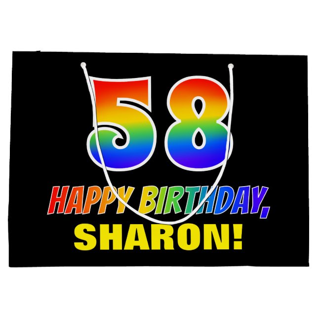 Bolsa De Regalo Grande 58º cumpleaños: audaz, divertido, simple, arcoiris (Reverso)