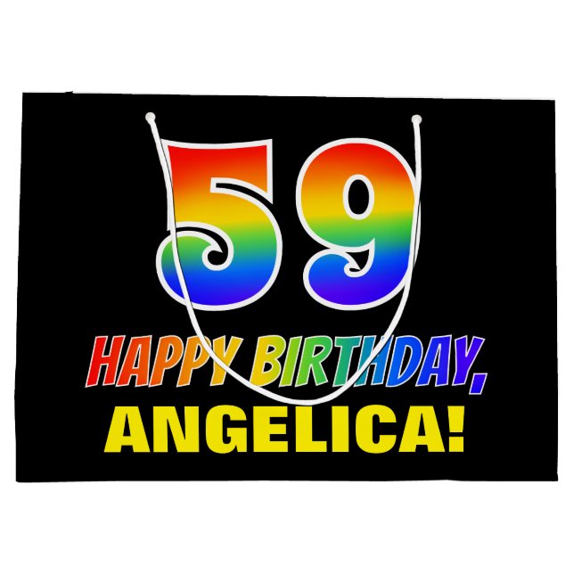 Bolsa De Regalo Grande 59º cumpleaños: audaz, divertido, simple, arcoiris (Reverso)