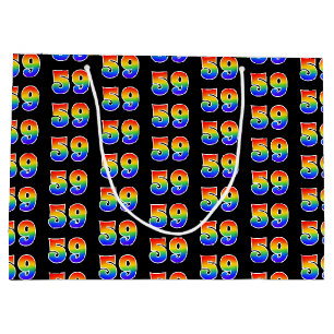 Bolsa De Regalo Grande 59º cumpleaños: Patrón del evento Arcoiris diverti