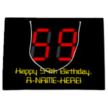 59º cumpleaños: Red Digital Clock Style "59" + Nom