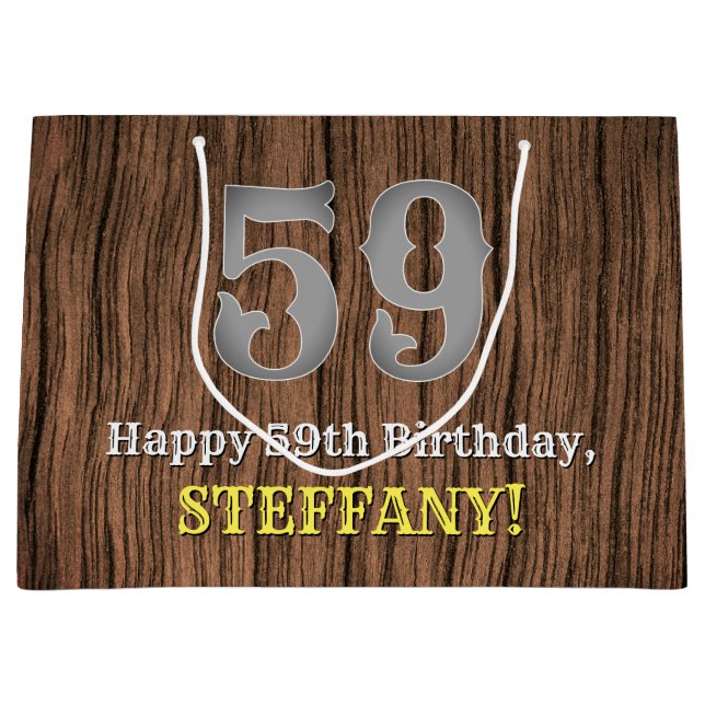 Bolsa De Regalo Grande 59.º cumpleaños: Country Western Inspired Look, No (Anverso)