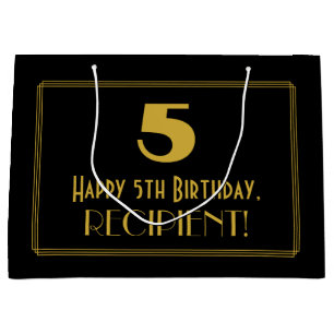 Bolsa De Regalo Grande 5.º cumpleaños — Aspecto inspirado en el Art Deco 